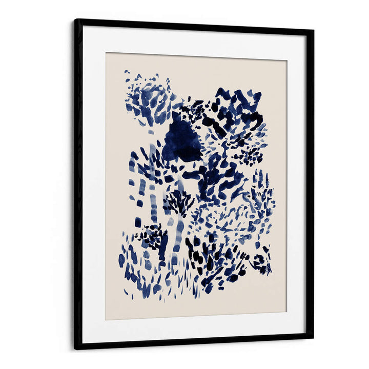 Navy blue free flowing garden abstract paintings featuring fluid brush strokes for a captivating home decor upgrade.