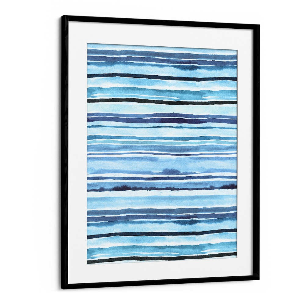 SUMMER WATERCOLOUR STRIPES BLUE SEA , ABSTRACT PAINTINGS