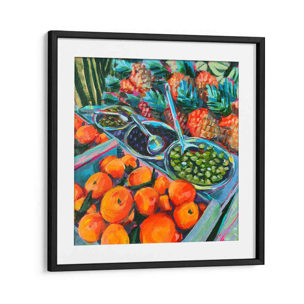 OLIVE LOVER , KITCHEN POSTERS by Blackmount — framed vibrant Mediterranean print of olives, oranges and herbs