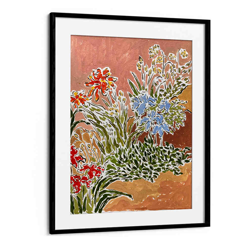 GARDEN CORNER , FLORAL FLOWER PAINTINGS