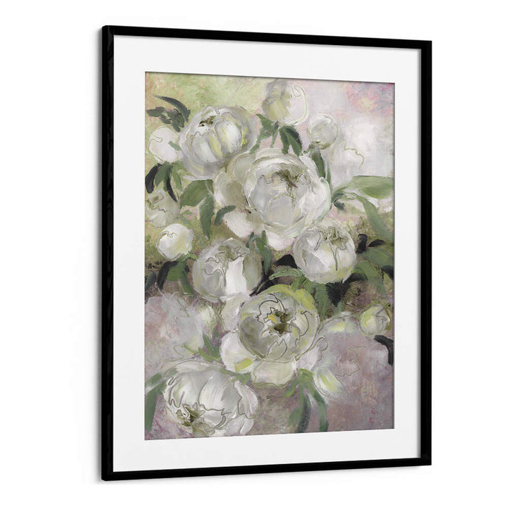 SADY PAINTERLY FLORALS IN GREEN , FLORAL FLOWER PAINTINGS