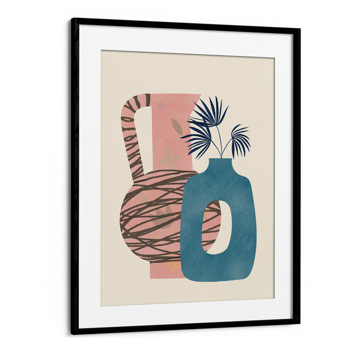 STILL LIFE WITH BLUE AND PINK VASE , BOHO ART PAINTINGS