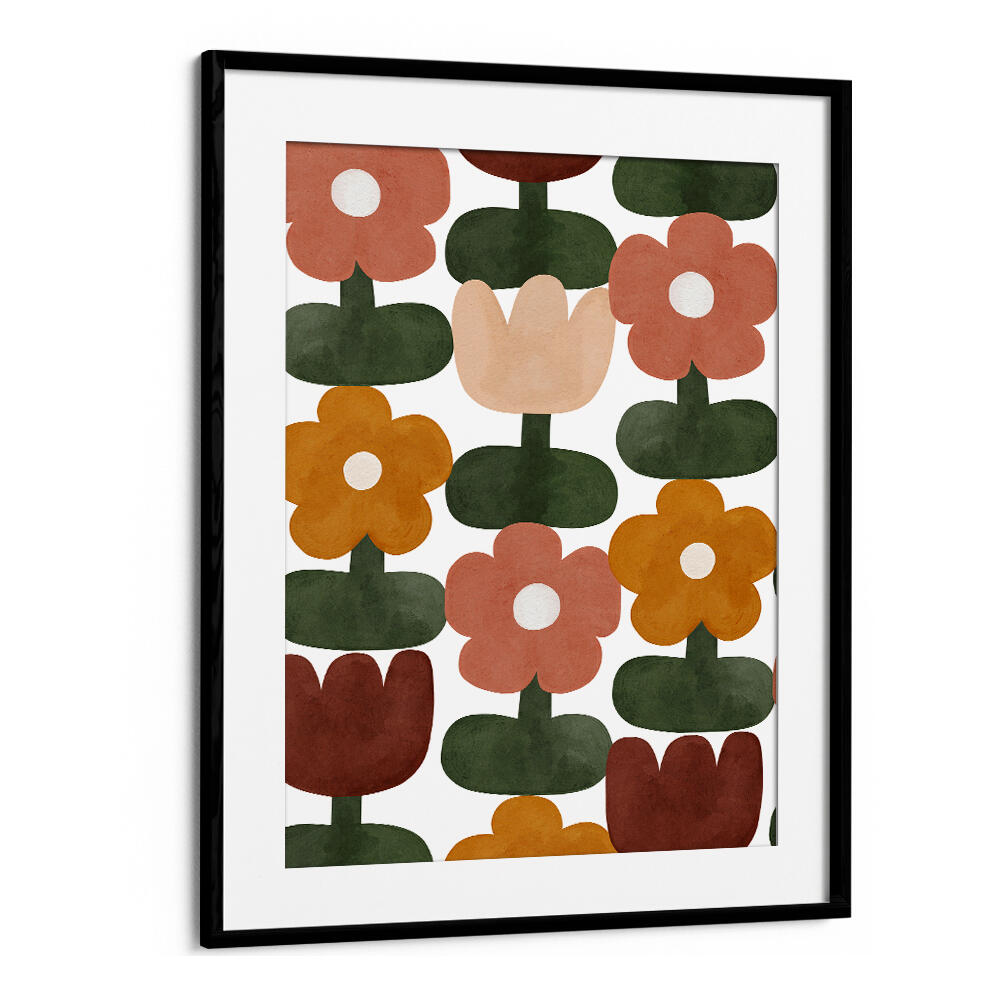 RETRO FLORAL GRID , KIDS ROOM PAINTINGS