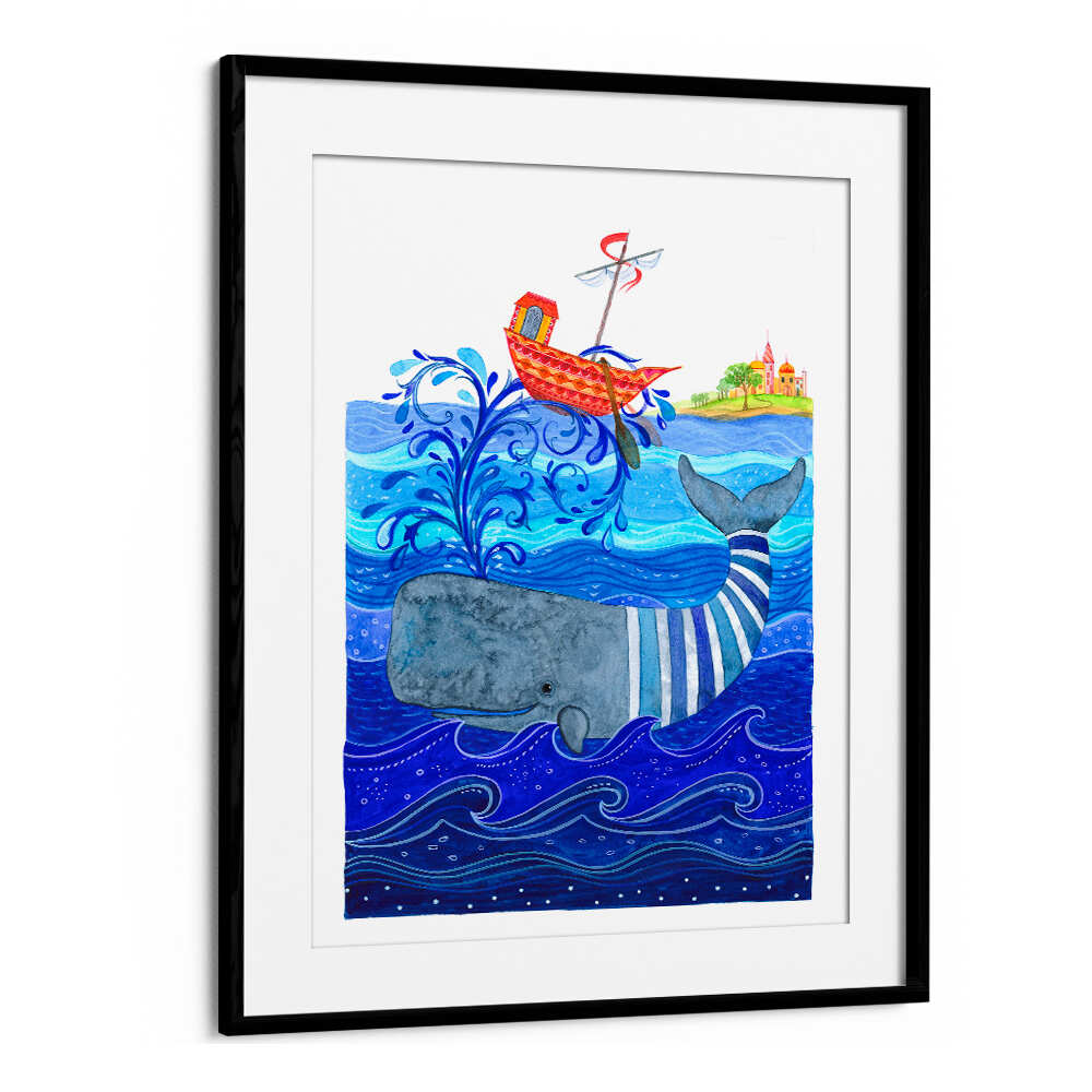 WHIMSICAL WHALE RIDE , KIDS ROOM PAINTINGS