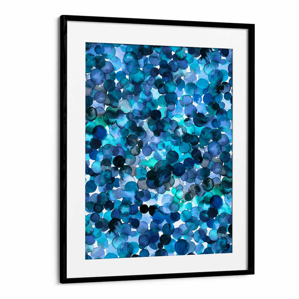 OVERLAPPED WATERCOLOR DOTS BLUE , ABSTRACT PAINTINGS
