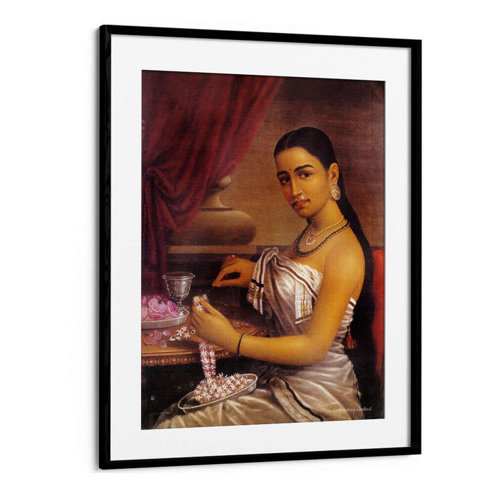 LADY MAKING A GARLAND , INDIAN ART PAINTINGS