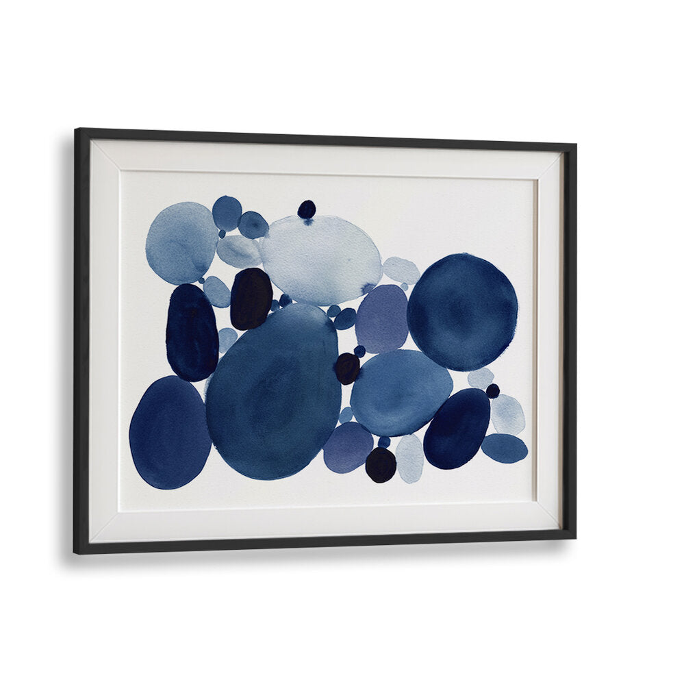 Blue Watercolor Stones II, abstract paintings showcasing rich blues and soft textures for a tranquil living space.
