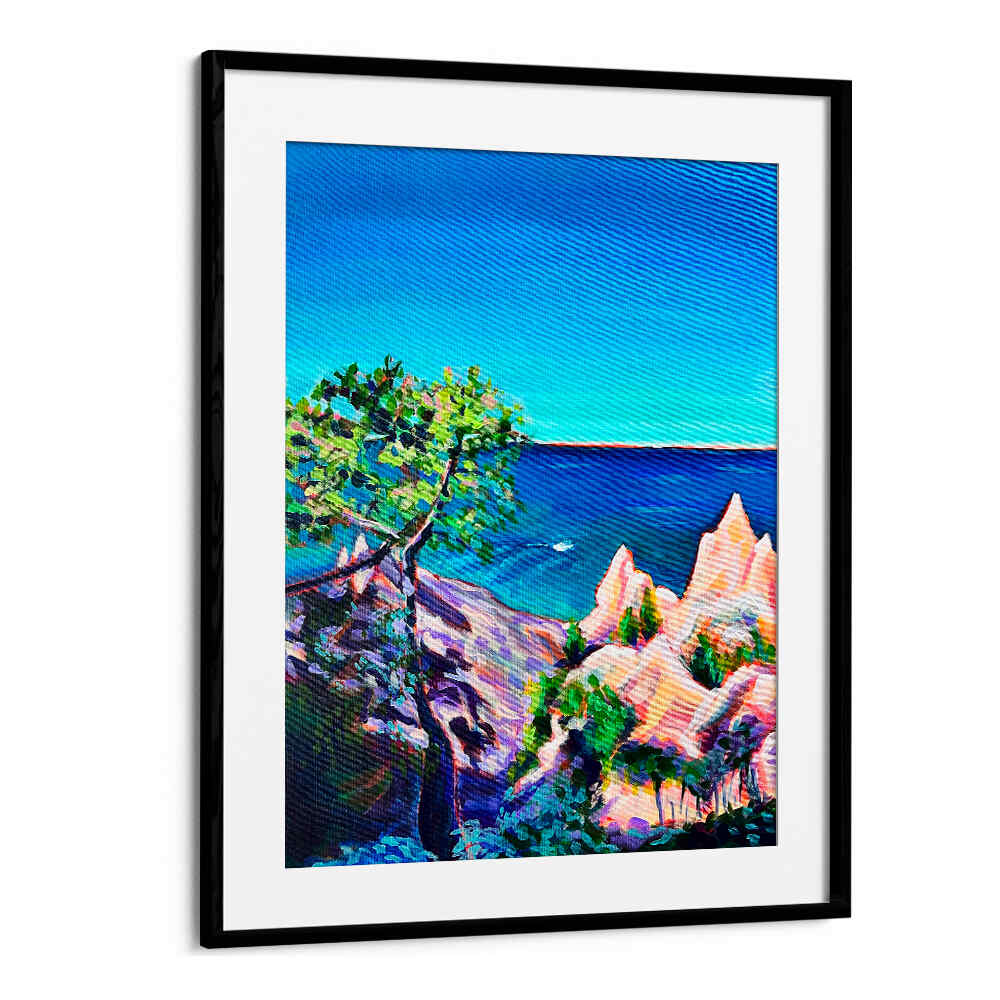 BlackMount coastal scene with rugged cliffs, windswept tree and blue sea — CHIMNEY BLUFFS , LANDSCAPE PAINTINGS