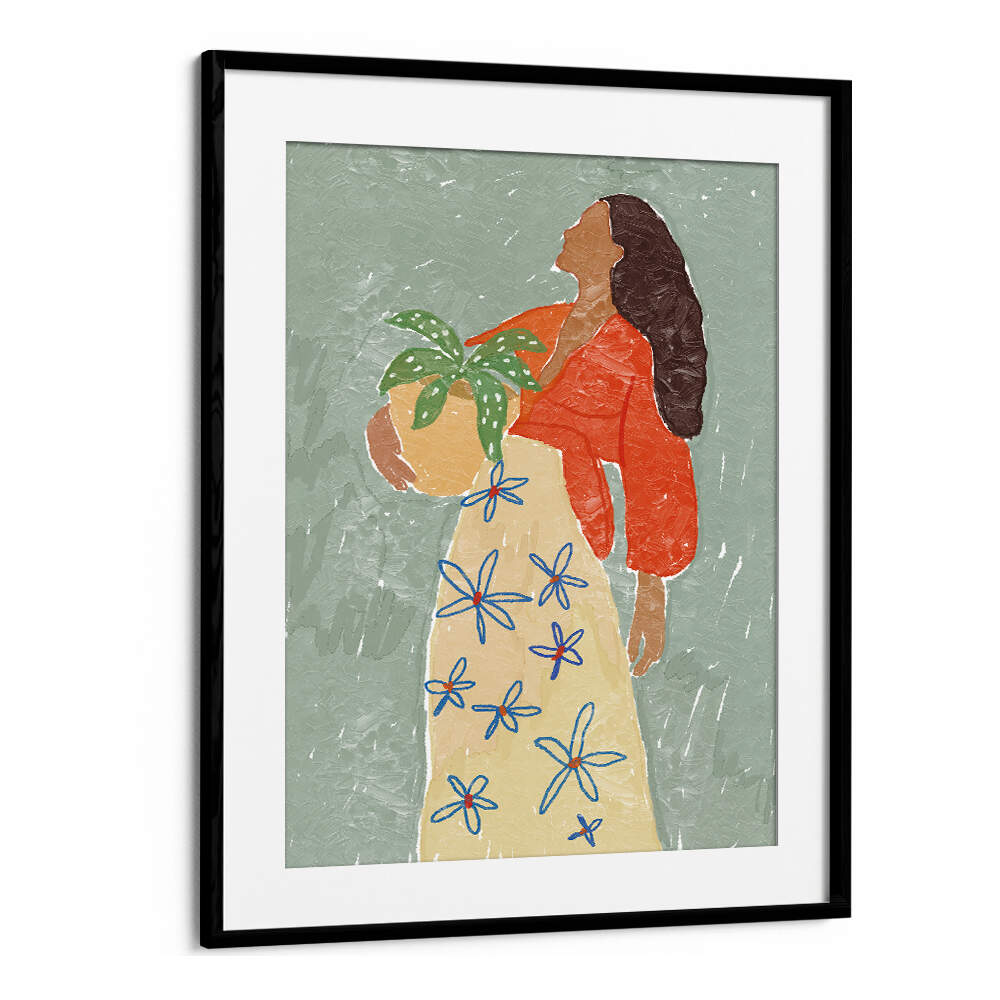 GIRL IN FLORAL SKIRT , PORTRAITS & FIGURATIVE ILLUSTRATIONS
