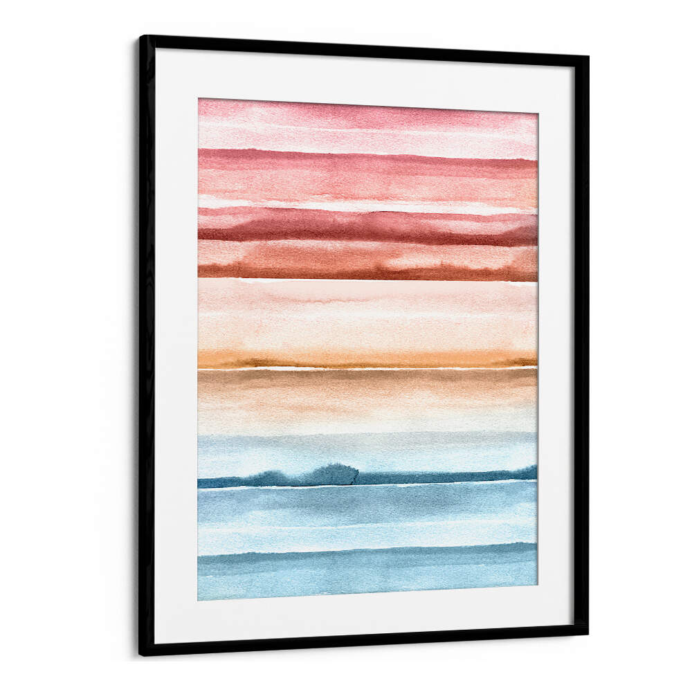 WATERCOLOR STRIPES SUMMER SUNSET II , ABSTRACT PAINTINGS