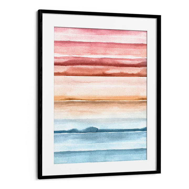 WATERCOLOR STRIPES SUMMER SUNSET II , ABSTRACT PAINTINGS