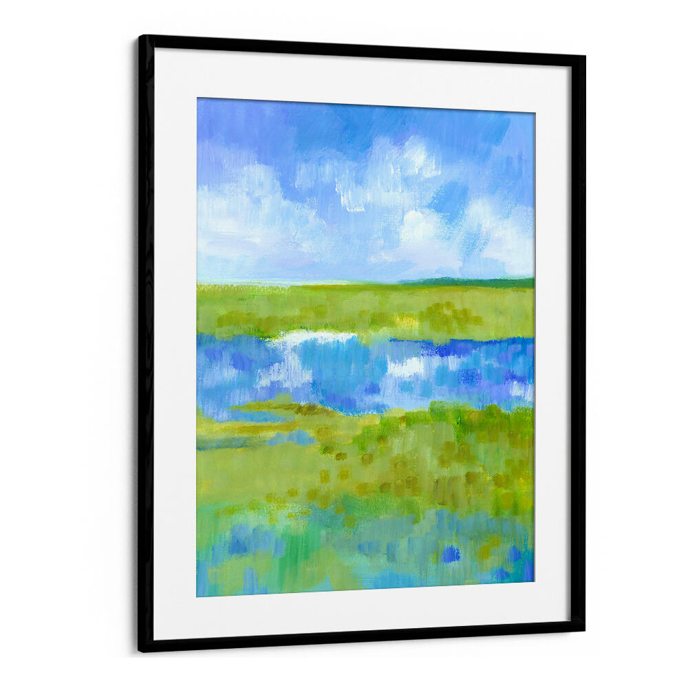 ABSTRACT GREEN BLUE LANDSCAPE , LANDSCAPE PAINTINGS