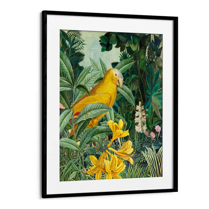 YELLOW PARROTS IN GREEN , ANIMAL PAINTINGS