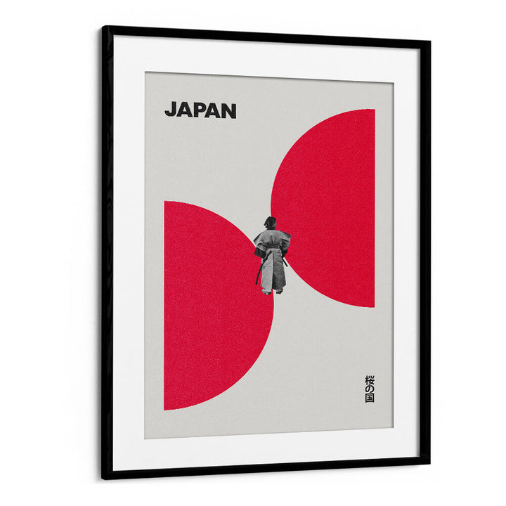 Stylish JAPAN WAY, JAPANESE PAINTINGS artwork featuring a traditional figure and bold red circles. Perfect for modern decor.