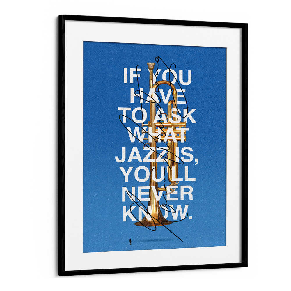 Stylish LOUIS, MUSIC POSTERS featuring a trumpet and a jazz quote, ideal for music lovers and decor enthusiasts.