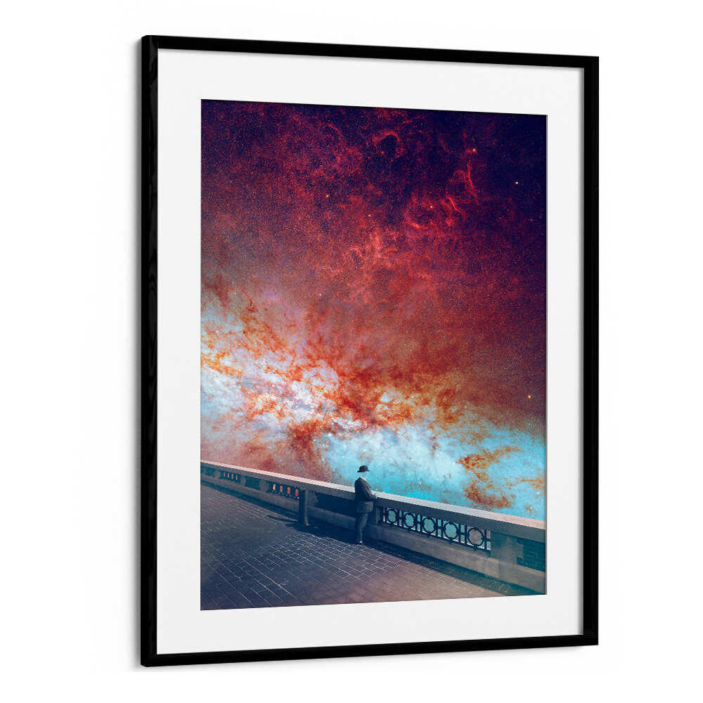 Surreal art print titled MY-SPACE, featuring a dreamlike cosmic scene, perfect for modern decor.