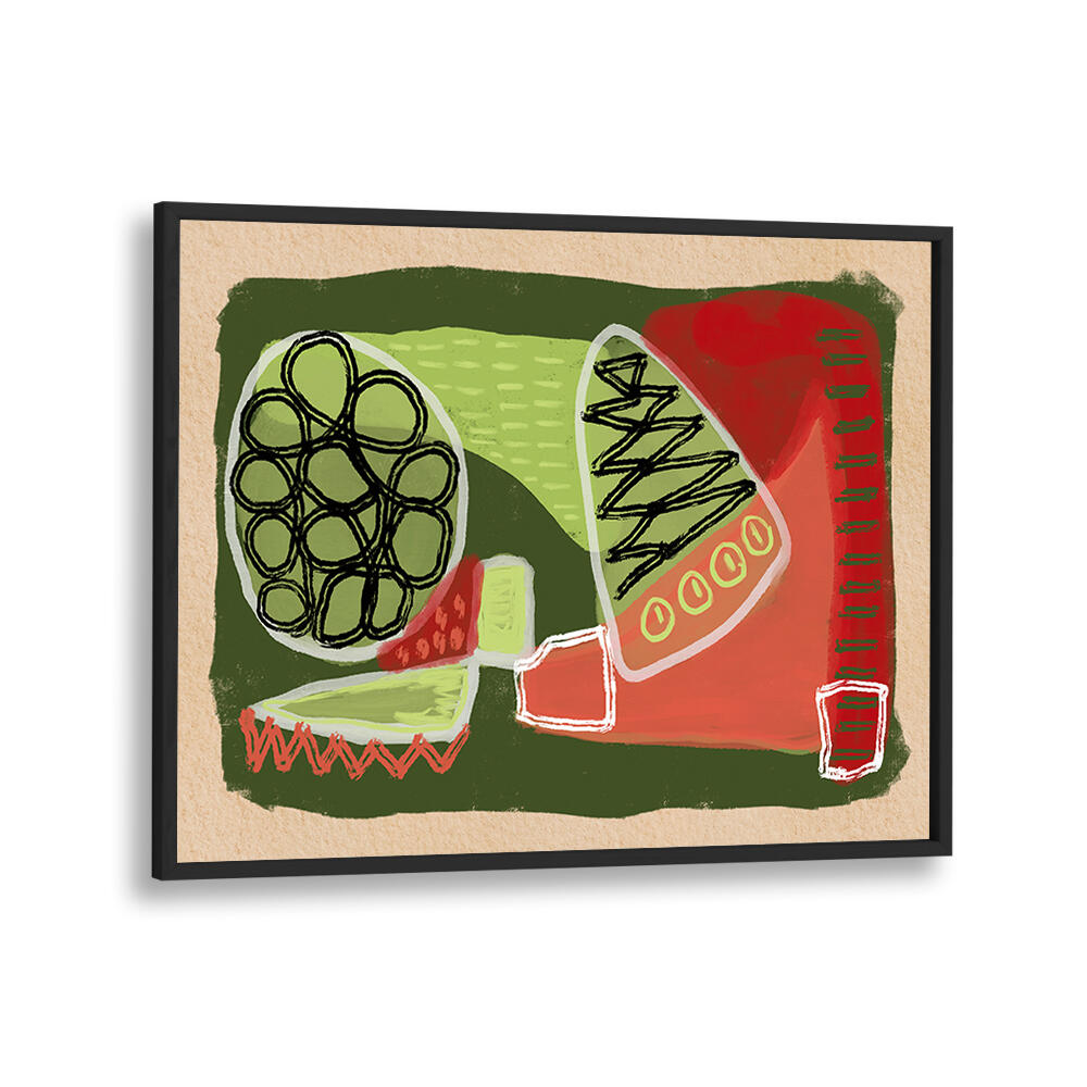 ABSTRACT GREEN AND RED , ABSTRACT PAINTINGS