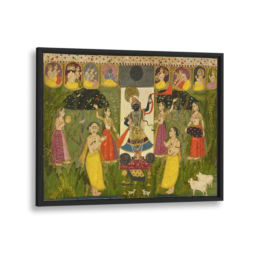 WORSHIP OF SHRI NATHJI , INDIAN ART PAINTINGS