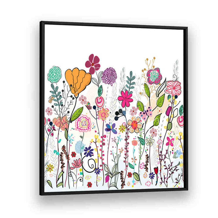 Blackplain COLORFUL WILDFLOWERS , KIDS ROOM PAINTINGS framed bright wildflower art in pastels for child's room