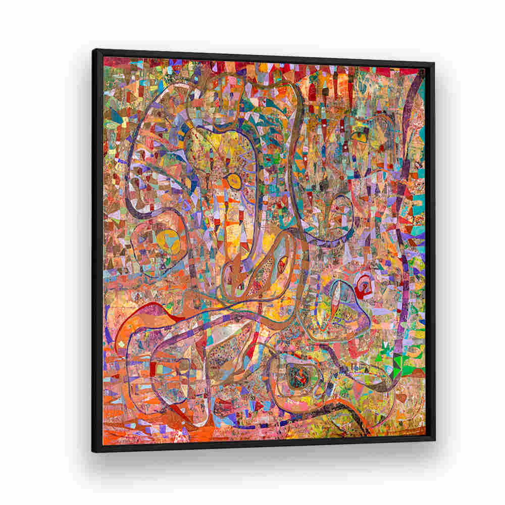 BLACKPLAIN framed colorful canvas with layered textures and evocative tones — DYSTOPIA , ABSTRACT PAINTINGS