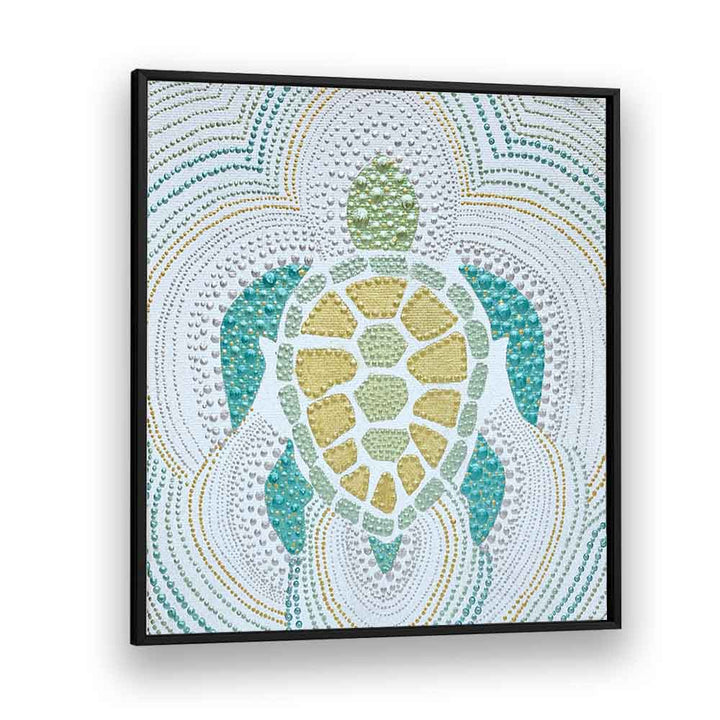 Vibrant GREEN SEA TURTLE, ANIMAL PAINTINGS, perfect for enhancing your abstract wildlife decor. Ideal for any space.