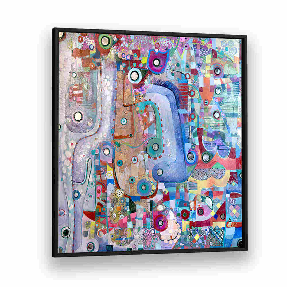INDIGO MIRROR , ABSTRACT PAINTINGS luminous indigo abstract with layered brushwork, subtle texture and reflective depth