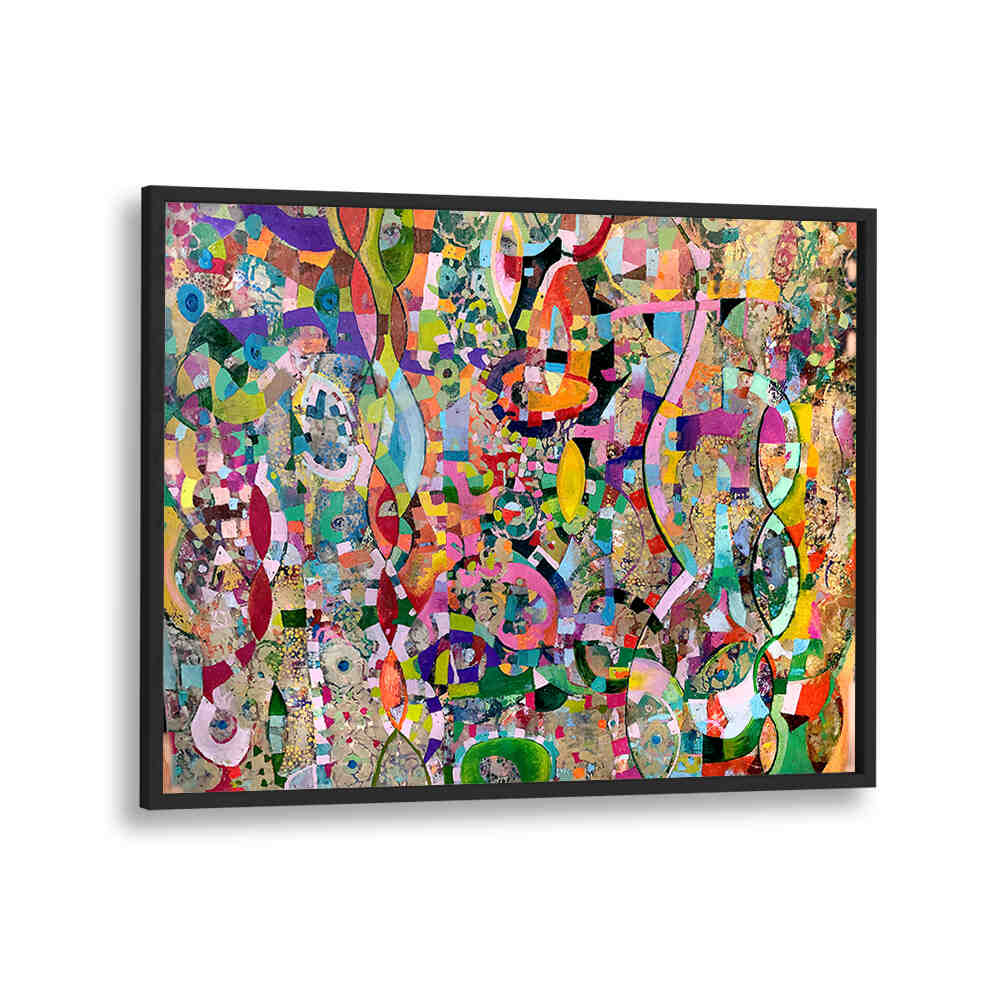 MOVING UP , ABSTRACT PAINTINGS by BLACKPLAIN - colorful layered abstract with brushwork, fluid gradients and texture
