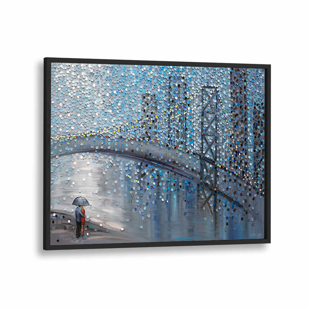 RAINY DATE WITH THE BRIDGE VIEW , MODERN IMPRESSIONISM PAINTINGS