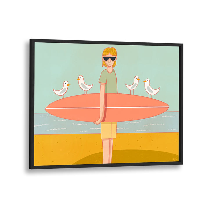 Bright and playful SEAGULL SURF CREW, BEACH PAINTINGS capturing coastal life and surf culture for your home.
