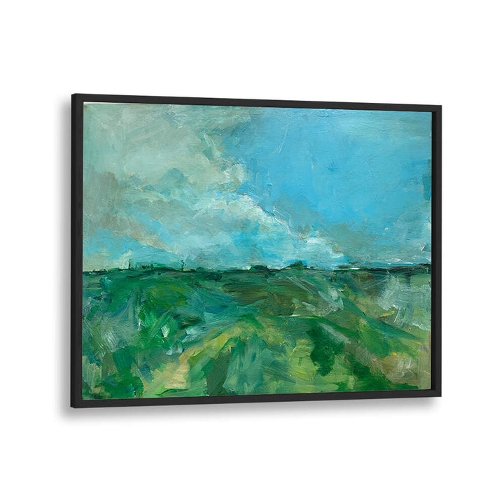 Vibrant Telscombe Tye Landscape Paintings showcasing abstract beauty in rich greens and blues for your space.