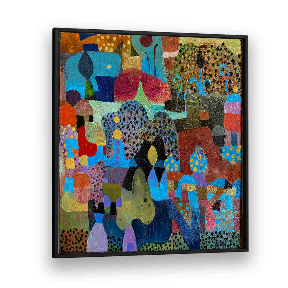 Blackplain — THE VILLAGE , ABSTRACT PAINTINGS: vibrant canvas with warm earth tones, layered textures, brushstrokes