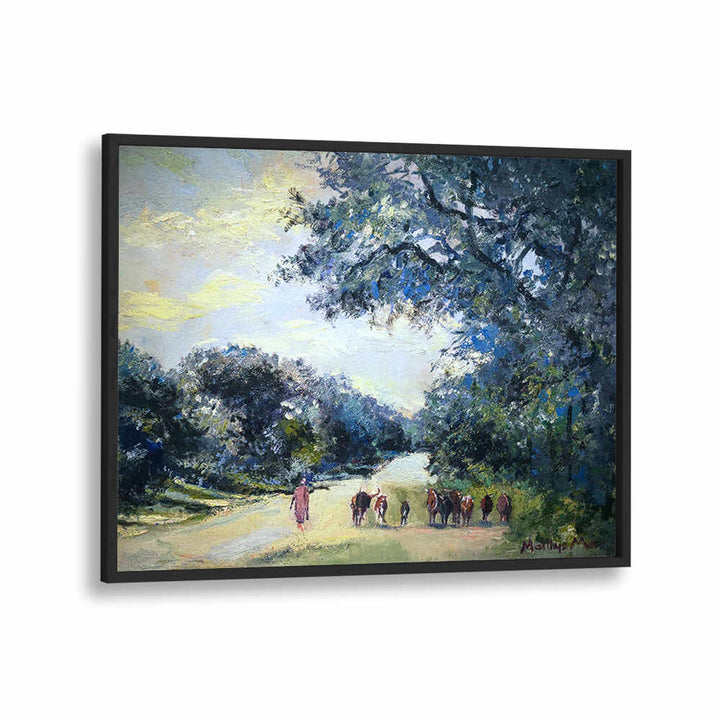 WALKING CATTLE TSUMEB , LANDSCAPE PAINTINGS