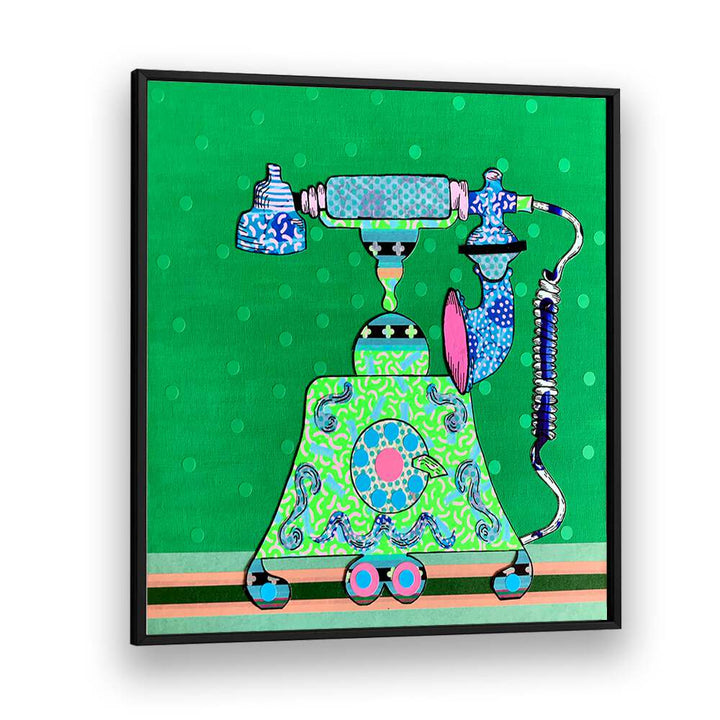 Vibrant MIDNIGHT CALL, POP ART PAINTINGS featuring a retro telephone design, perfect for modern home decor elegance.