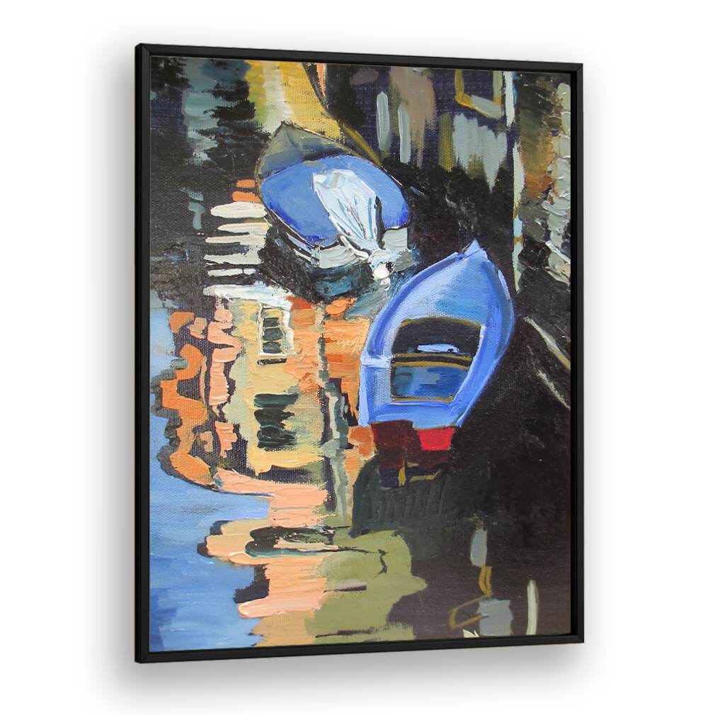 BOATS ON THE CANAL , BEACH PAINTINGS