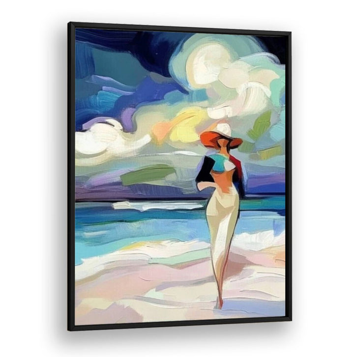Elegant WOMAN ON THE BEACH artwork, perfect for adding charm to your space and celebrating summer vibes.
