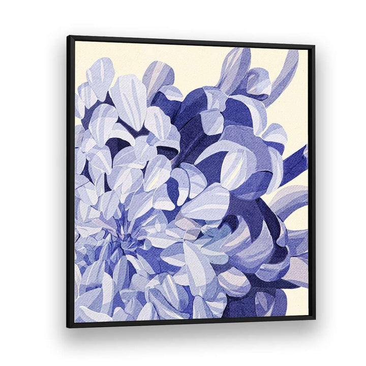 Elegant CHRYSANTHEMUM, FLORAL FLOWER PAINTINGS in stunning blue hues, perfect for home decor or special occasions.