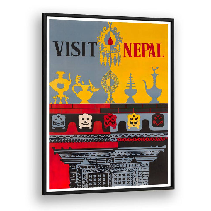 Colorful NEPAL, VINTAGE TRAVEL POSTERS showcasing cultural motifs, perfect for enhancing your living space.