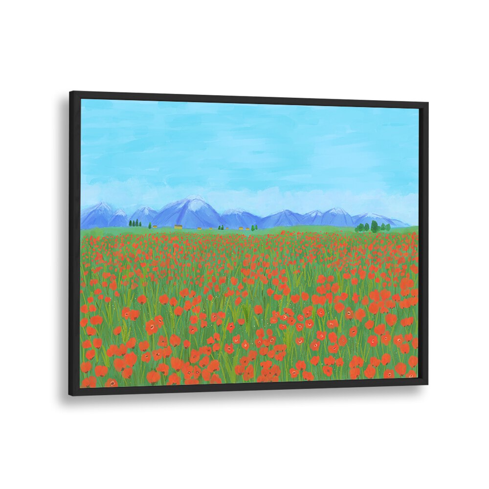 POPPY FIELD , LANDSCAPE ART PRINTS , LANDSCAPE PAINTINGS