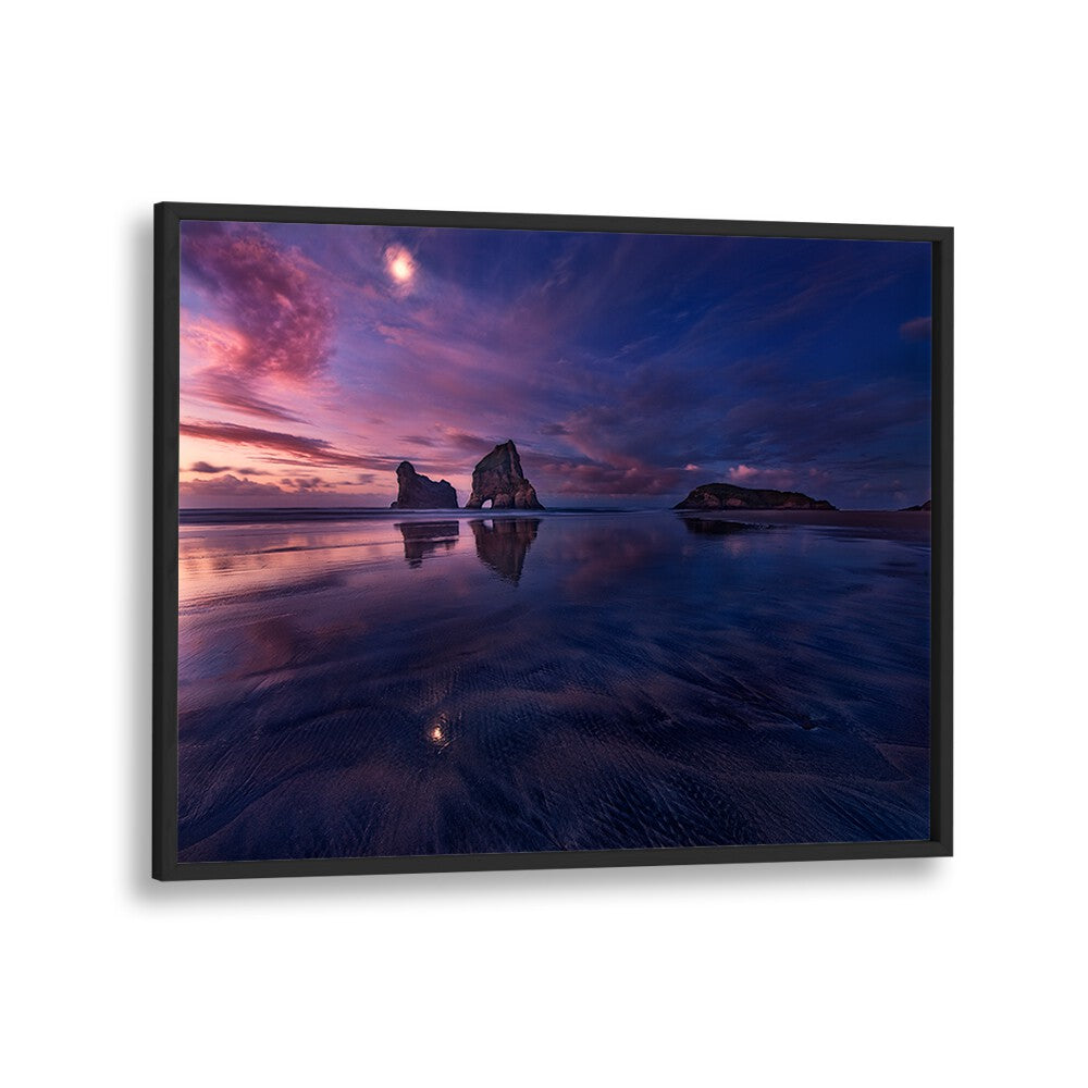 Serene twilight over Golden Bay captured in GOLDEN BAY WHEN NIGHT FALLS, PHOTOGRAPHY PRINTS for tranquil home decor.
