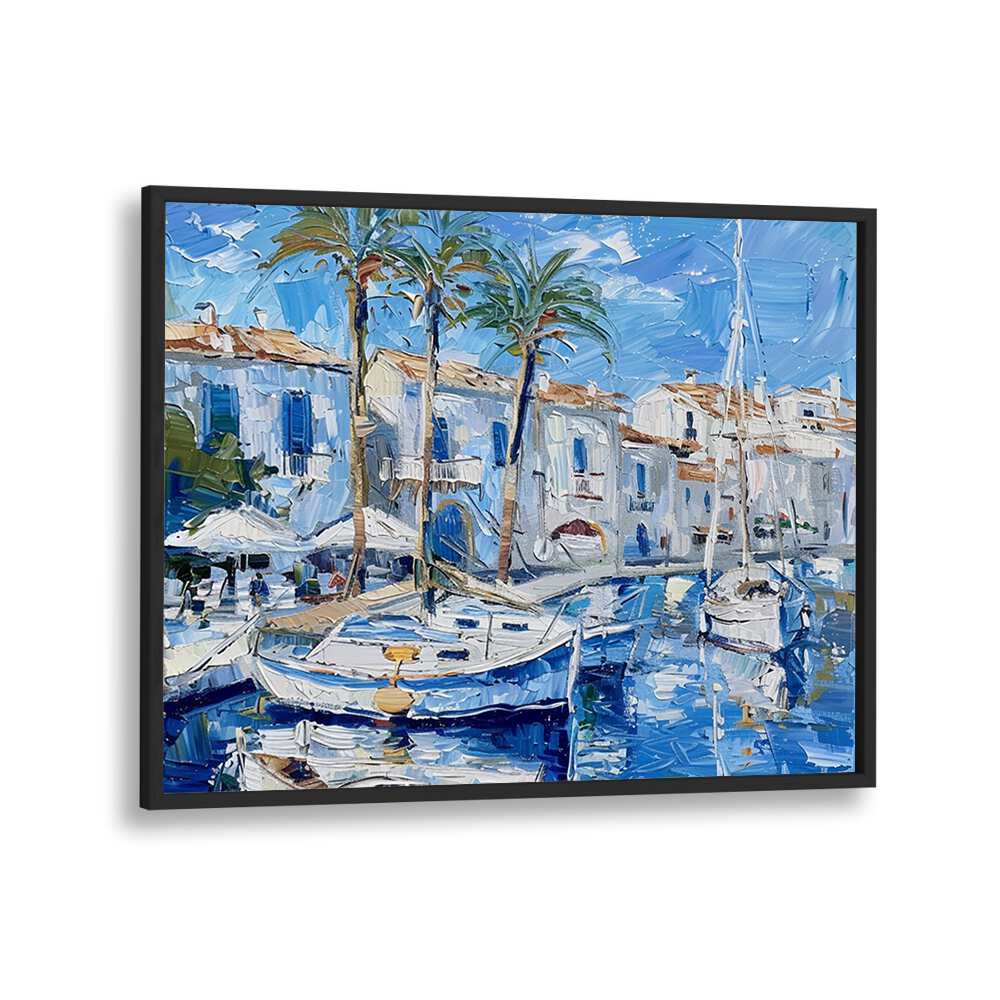 Vibrant artwork of BOATS IN THE HARBOR, capturing serene maritime beauty, perfect for home decor.