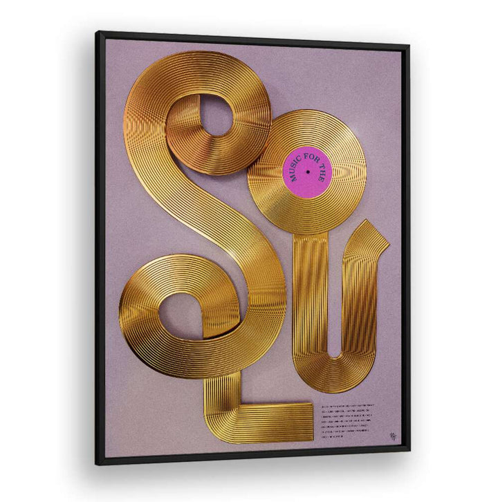 Stylish MUSIC POSTERS featuring "MUSIC FOR THE SOUL" in golden tones, perfect for uplifting your space.