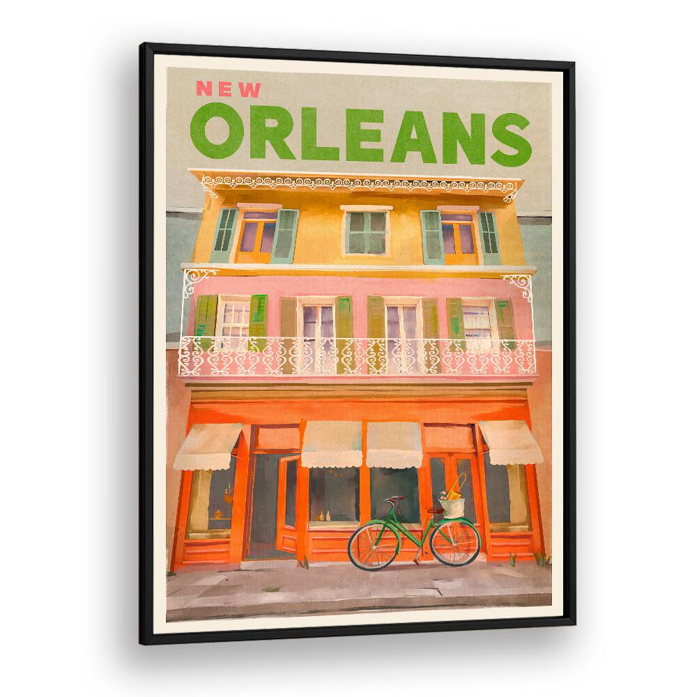 Vintage travel poster showcasing vibrant architecture, celebrating NEW ORLEANS LOUISIANA, TRAVEL POSTERS charm.