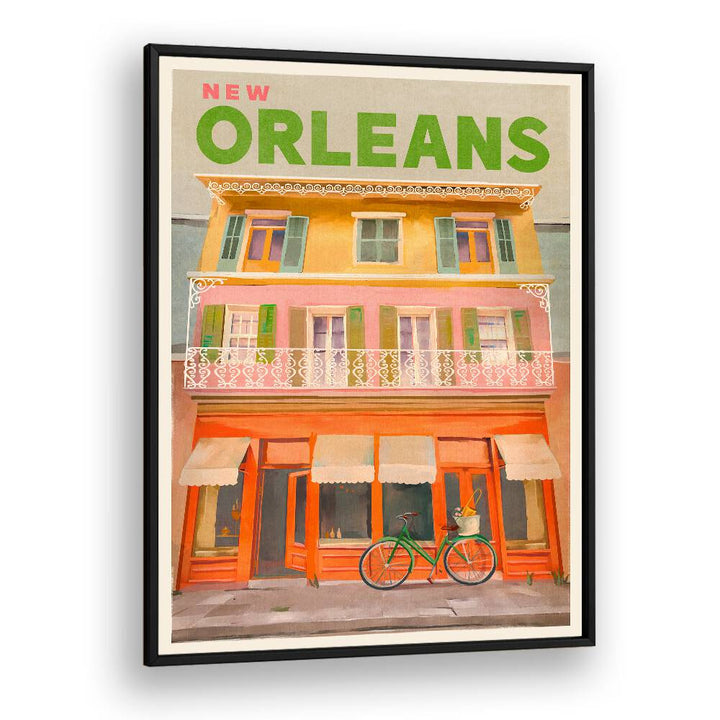 Vintage travel poster showcasing vibrant architecture, celebrating NEW ORLEANS LOUISIANA, TRAVEL POSTERS charm.