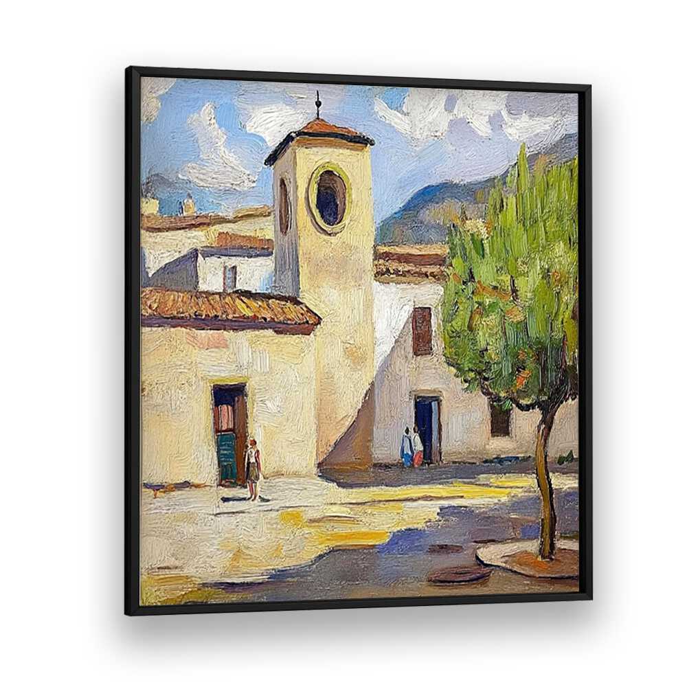 Vibrant depiction of TOWN IN SPAIN showcasing picturesque streets and historic architecture for your home decor.