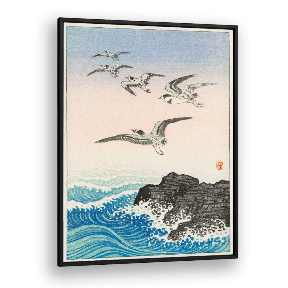 FIVE SEAGULLS ABOVE THE SEA (1900 - 1945)  , JAPANESE PAINTINGS , JAPANESE ART PRINTS