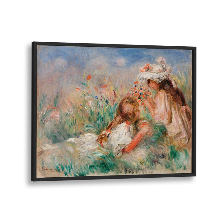 GIRLS IN THE GRASS ARRANGING A BOUQUET (1890) , VINTAGE PAINTINGS