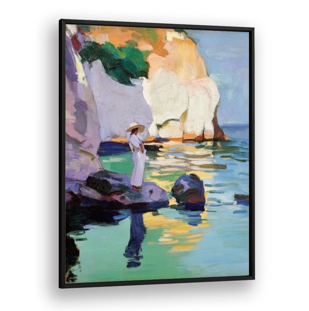 Stunning WOMAN ON A ROCK sculpture showcasing grace and strength, perfect for art lovers and home decor enthusiasts.