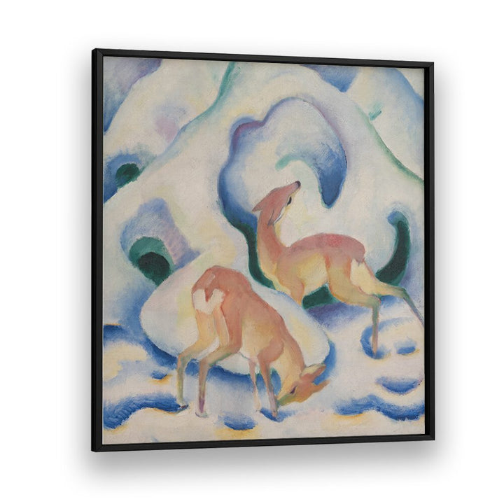 DEER IN THE SNOW II, VINTAGE PAINTINGS