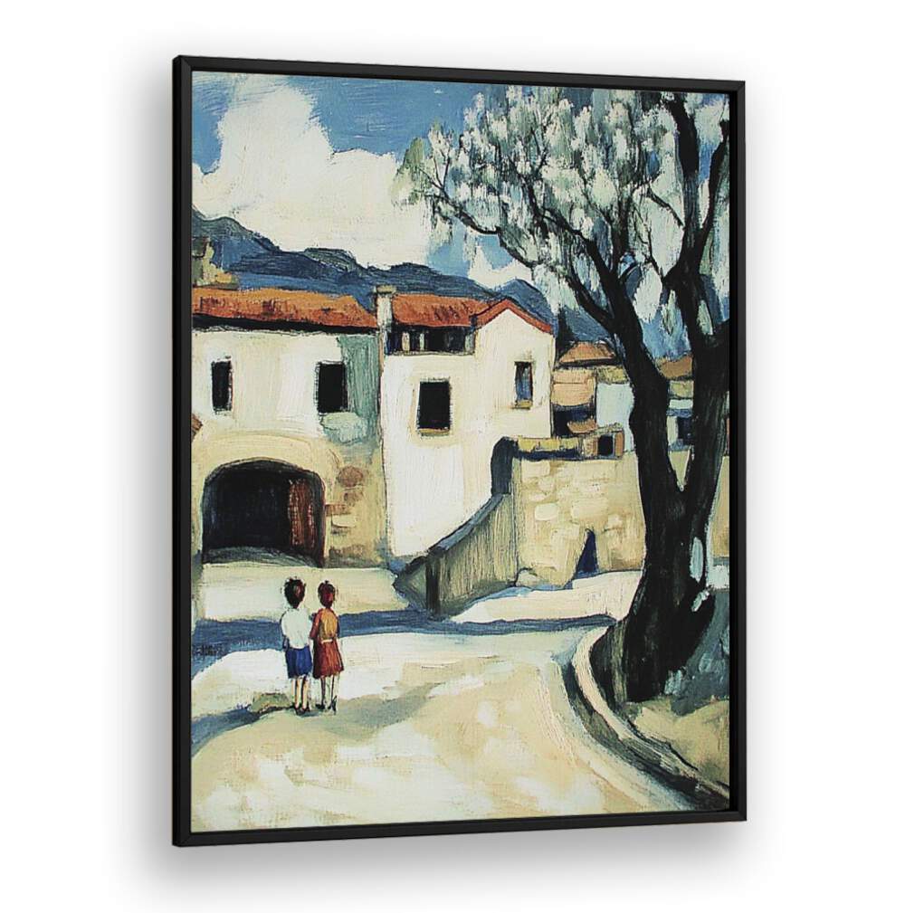 Vibrant art piece "Children in the Street" captures the essence of childhood play and exploration in decor.