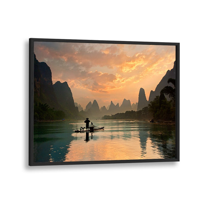 Serene sunset over the Li River captures the essence of GOLDEN LI RIVER, PHOTOGRAPHY PRINTS for nature lovers.